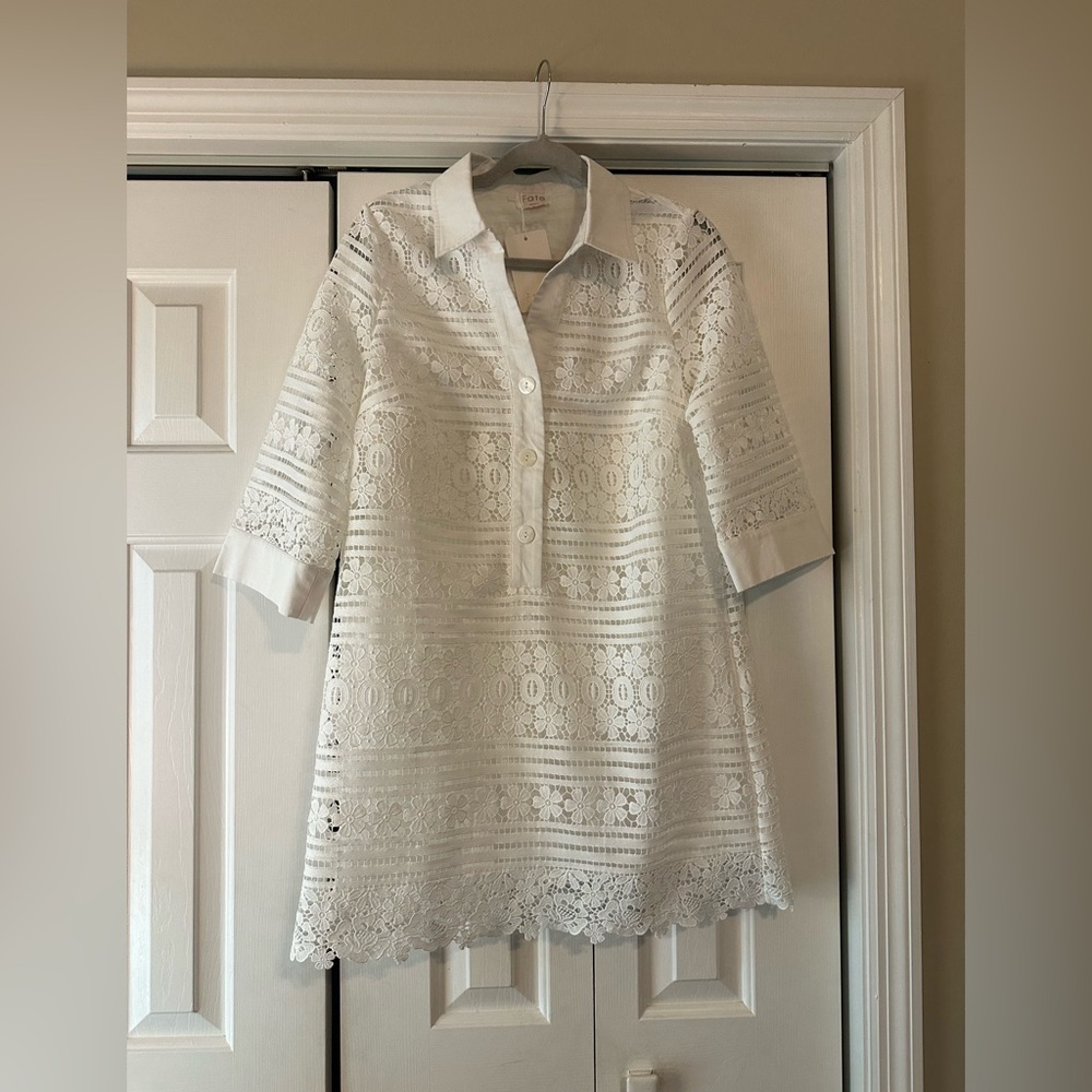 Fate White Lace Shift Dress - Picture 3 of 6